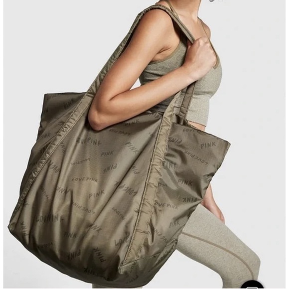 PINK Victoria's Secret Handbags - Victoria’s Secret PINK Olive Green Weekender Bag